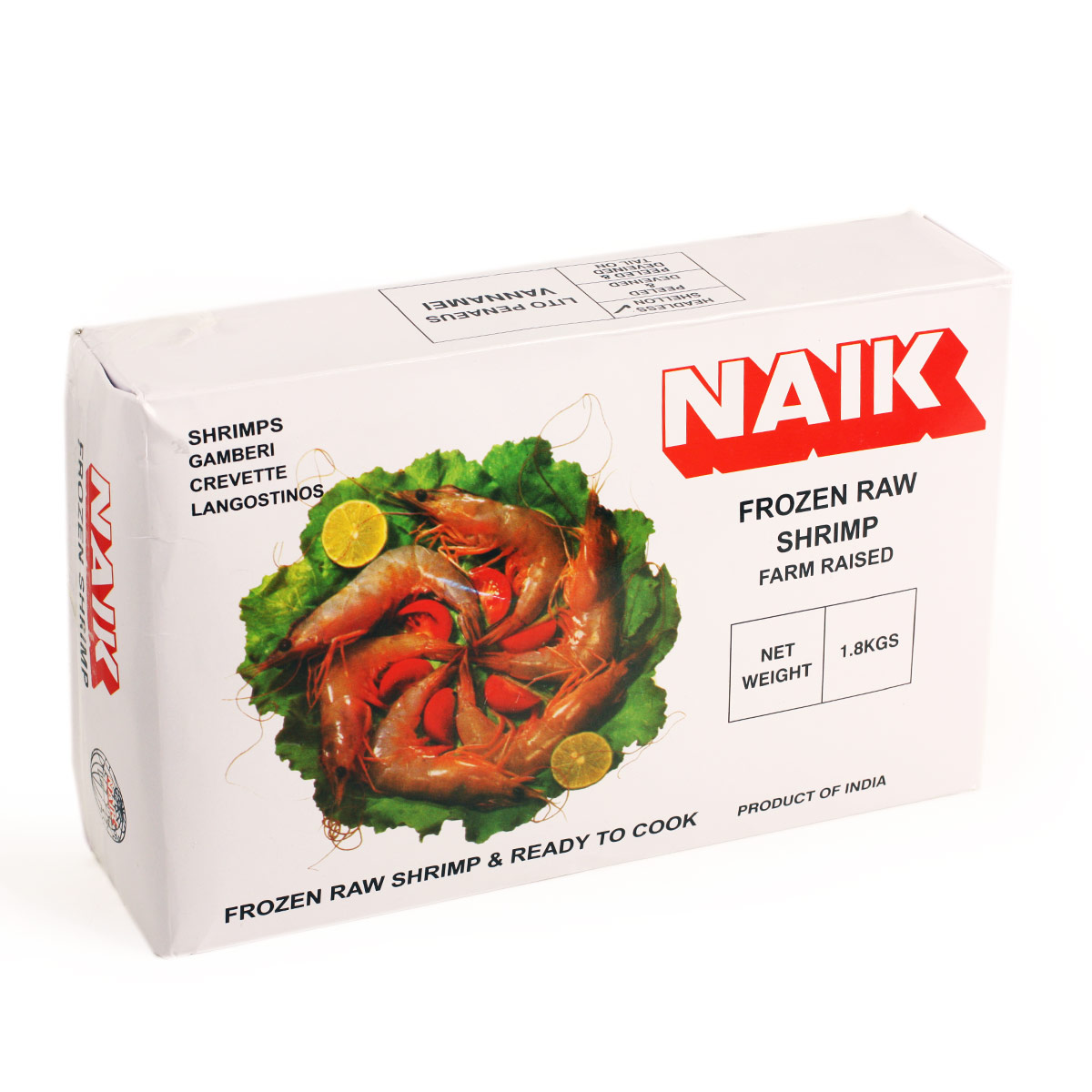 Креветка Королвеская без головы свежемороженая NAIK упаковка 1.8кг 