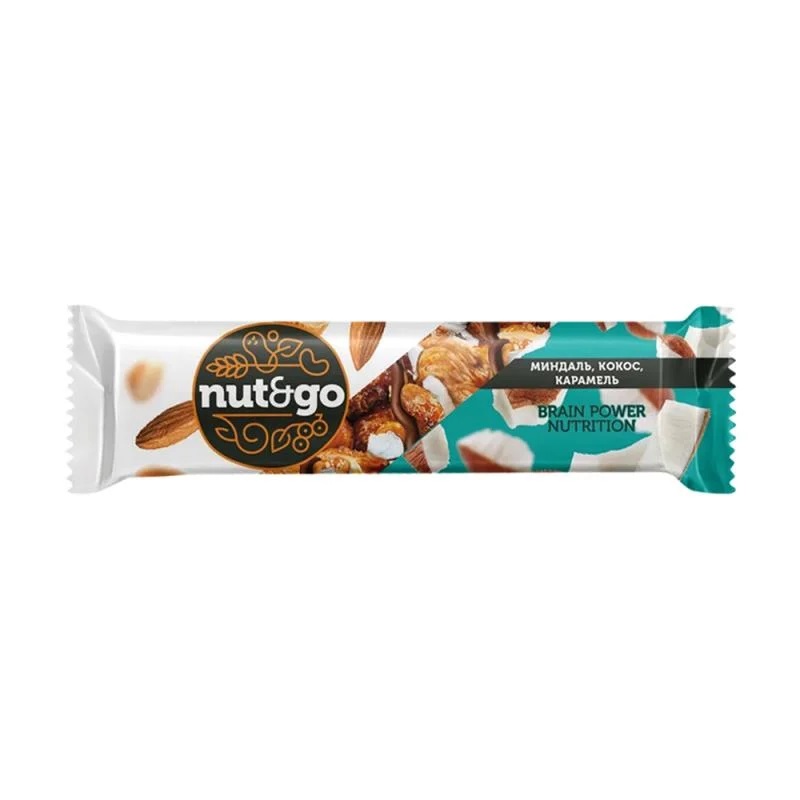 Батончик Nut and Go миндаль, кокос, карамель 36г