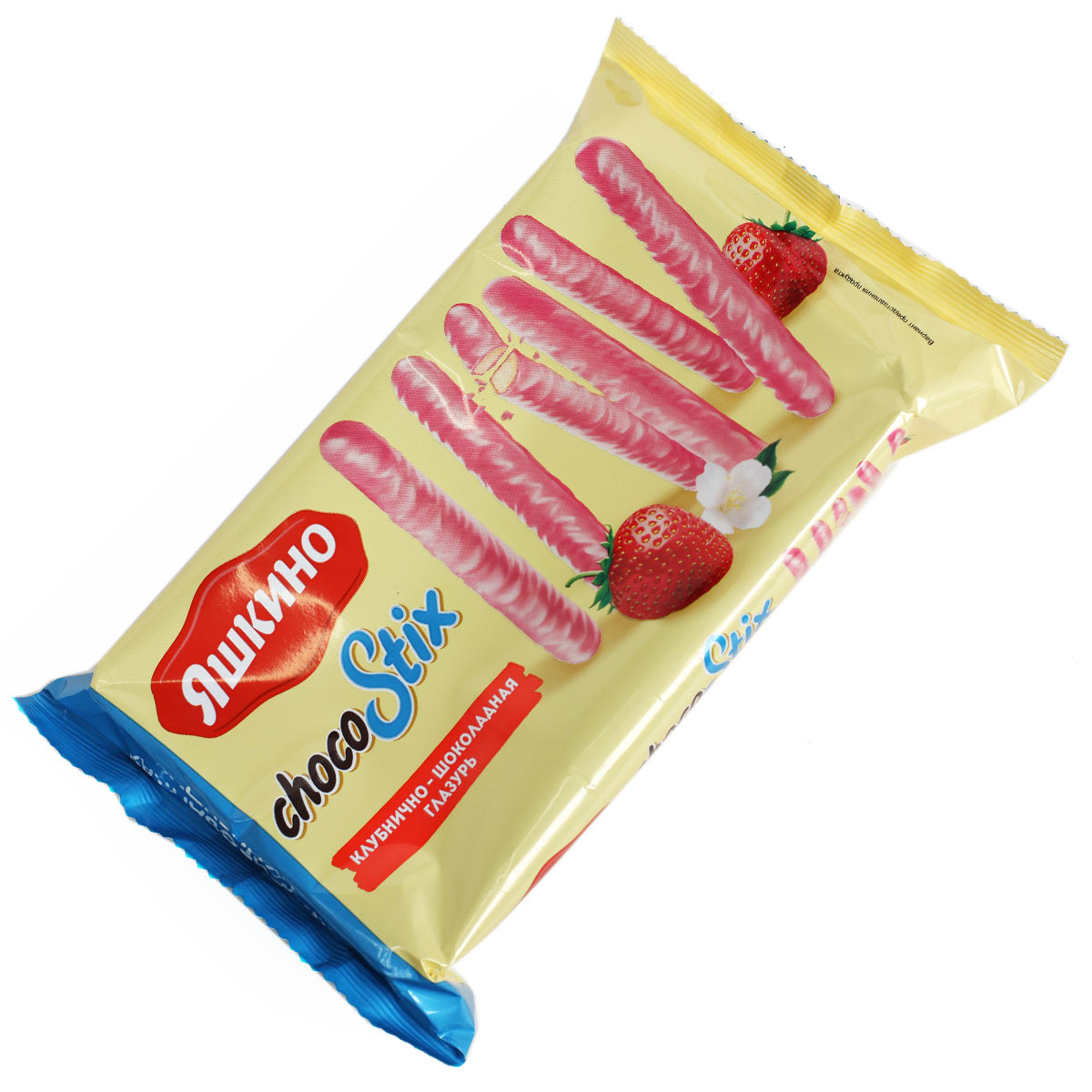 Яшкино печенье сахарное Choko Stix клубнично-шоколадная глазурь130г