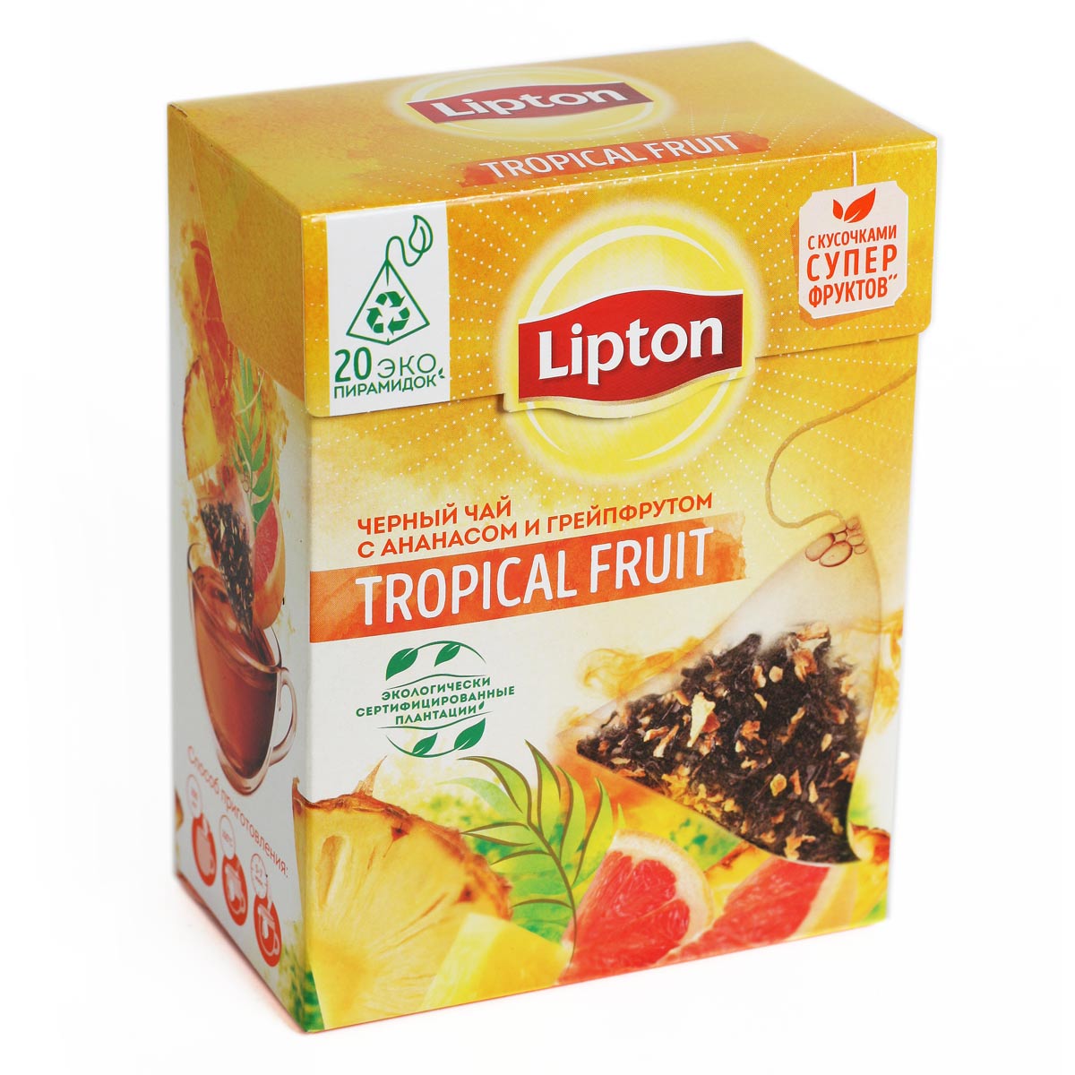 Липтон чай черный с ананасом и грепфрутом Lipton 20пак пирамидок 32г