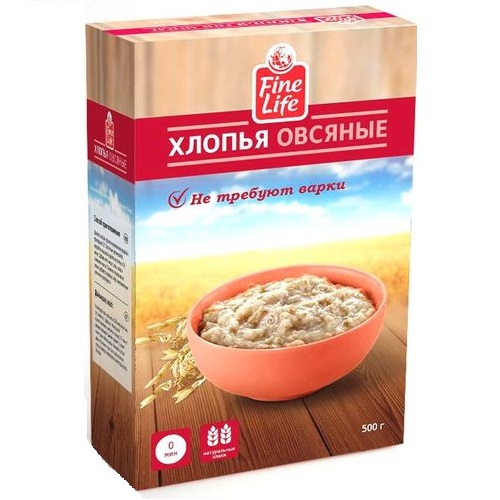 FINE LIFE хлопья овсяные, 500 гр.