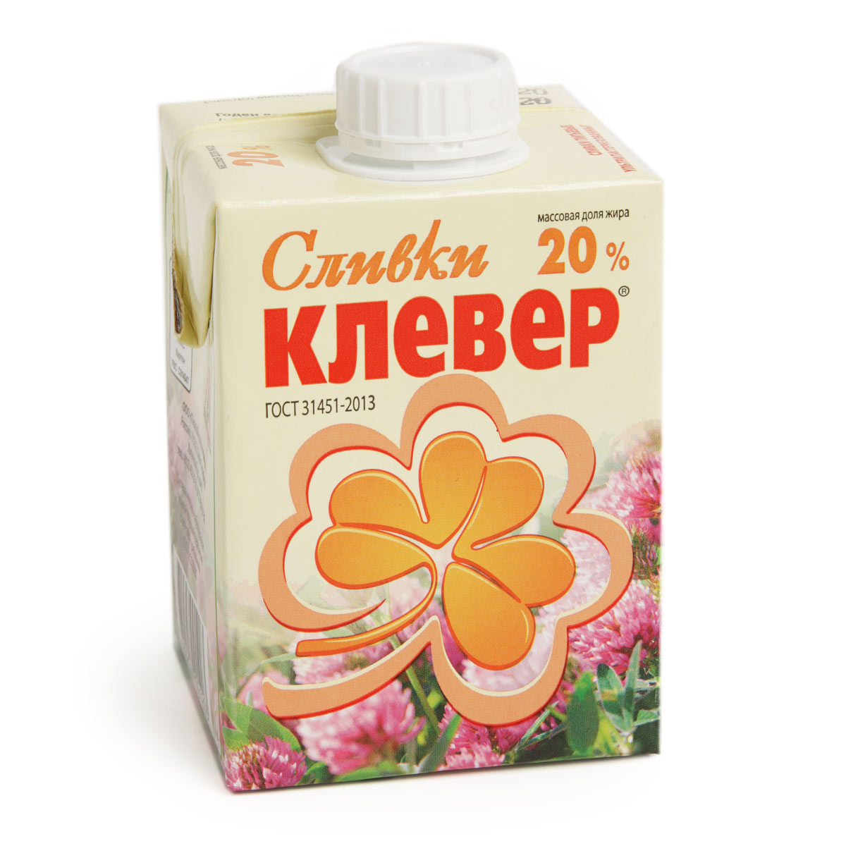 Сливки Клевер 20% Пискаревский МПЗ 0.5л