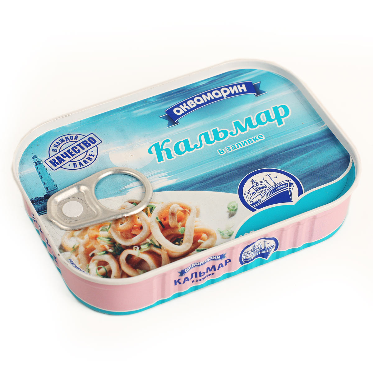 Кальмар в заливке Аквамарин банка с ключом 105г 