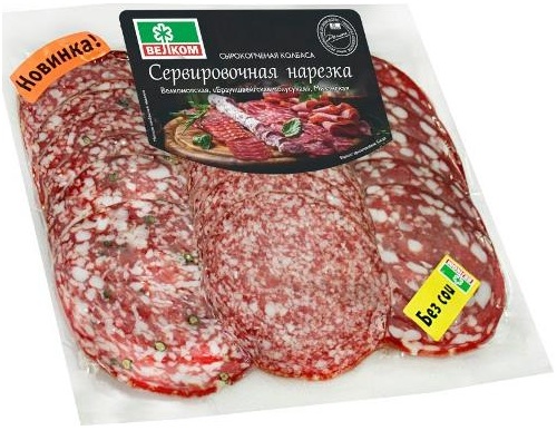 ВЕЛКОМ колбаса Сервировочная сырокопченая нарезка 300г