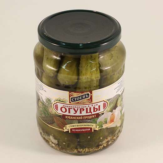Стоев Огурцы маринованные 6-9 см, ст/б 720 г.