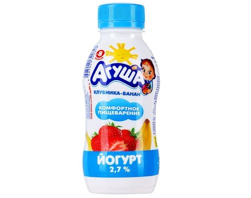 АГУША Йогурт питьевой Клубника-банан 2.7% 200г АГУША Йогурт питьевой Клубника-банан 2.7% 200г