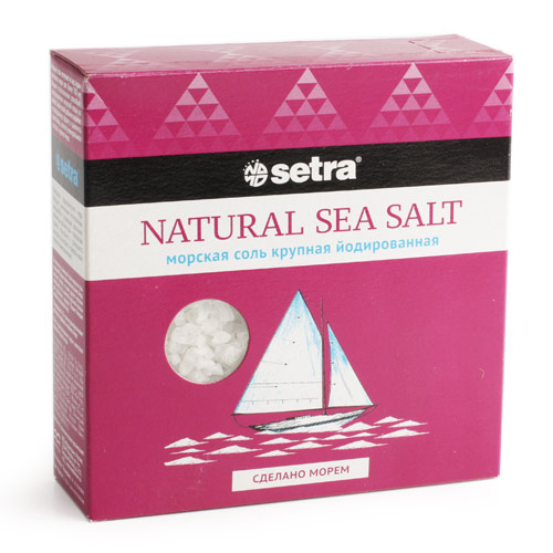 SETRA Соль морская Сетра крупная йодированная 500г