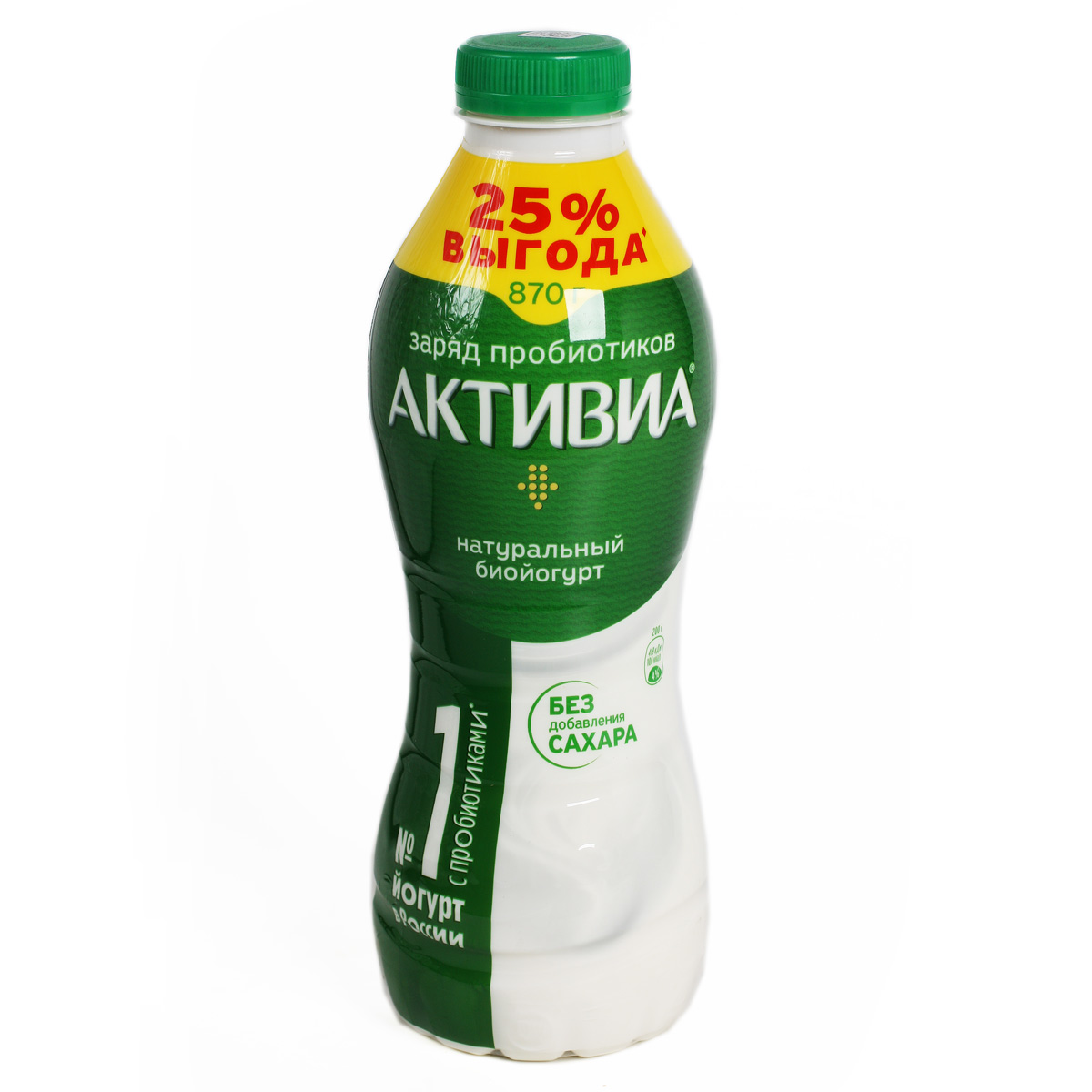 АКТИВИА йогурт питьевой натуральный без сахара 1.8% 870г