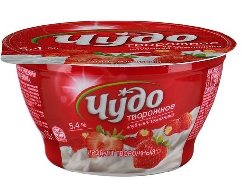 ЧУДО Продукт творожный Клубника-земляника, 5,4% 135г 