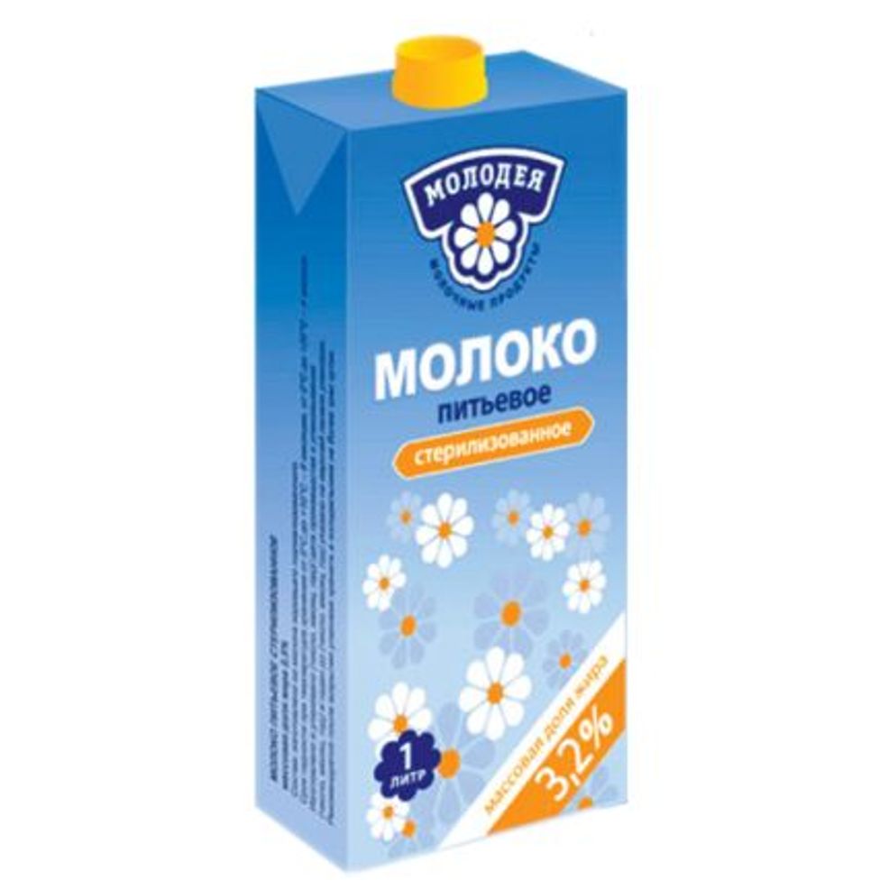 Молодея молоко стерилизованное 3.2% 1л Молодея молоко стерилизованное 3.2% 1л