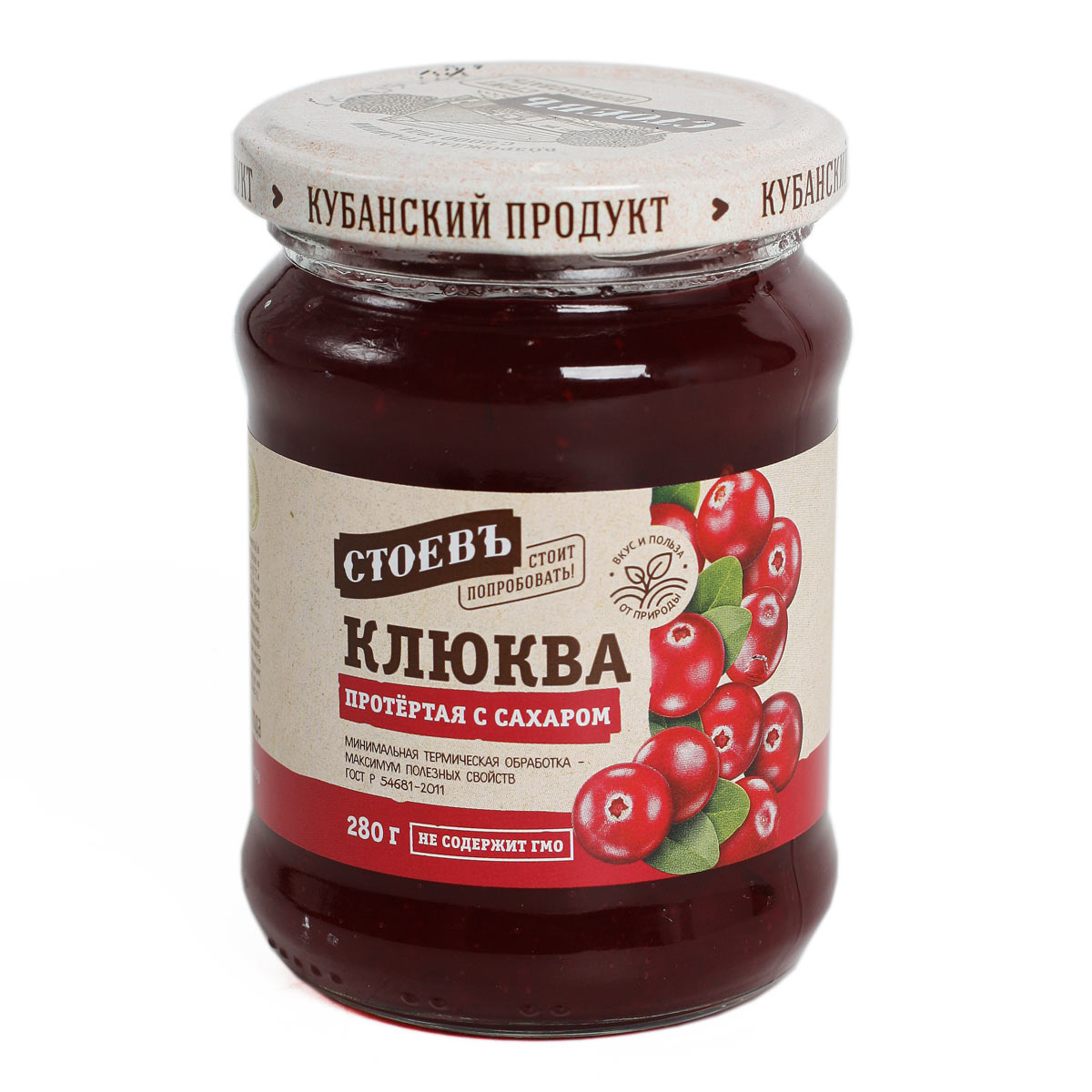 Клюква протертая с сахаром СТОЕВЪ 280г Клюква протертая с сахаром СТОЕВЪ 280г