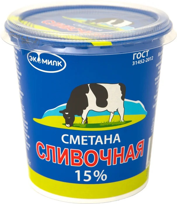 ЭКОМИЛК Сметана Сливочная 15% 315г ЭКОМИЛК Сметана Сливочная 15% 315г