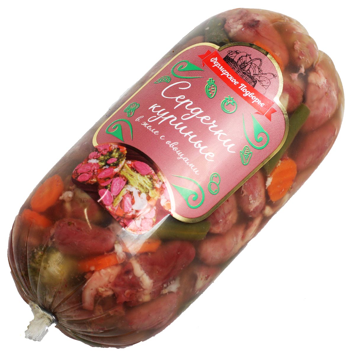 Сердечки куриные в желе с овощами Фермерское подворье