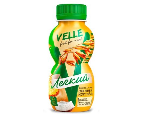 VELLE коктейль овсяный Легкий Ананас и кокос 250г 