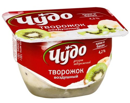 ЧУДО Творожок воздушный киви и банан 4.2% 100г ЧУДО Творожок воздушный киви и банан 4.2% 100г