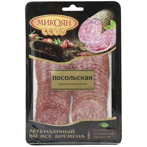 МИКОЯН колбаса Посольская сырокопченая 100г МИКОЯН колбаса Посольская сырокопченая 100г