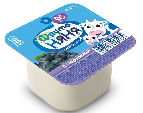 ФРУТОНЯНЯ Биотворог с черникой, 100г ФРУТОНЯНЯ Биотворог с черникой, 100г