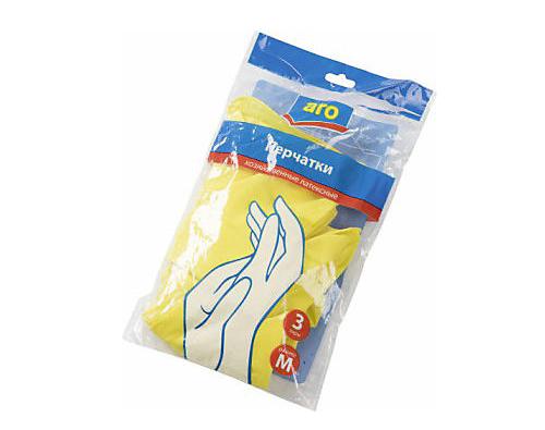 Aro перчатки хозяйственные латексные упаковка 3 пары размер M