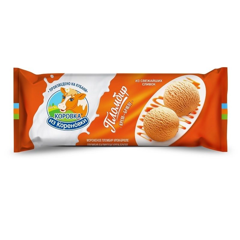 КОРОВКА ИЗ КОРЕНОВКИ мороженое Крем-брюле полено 400г