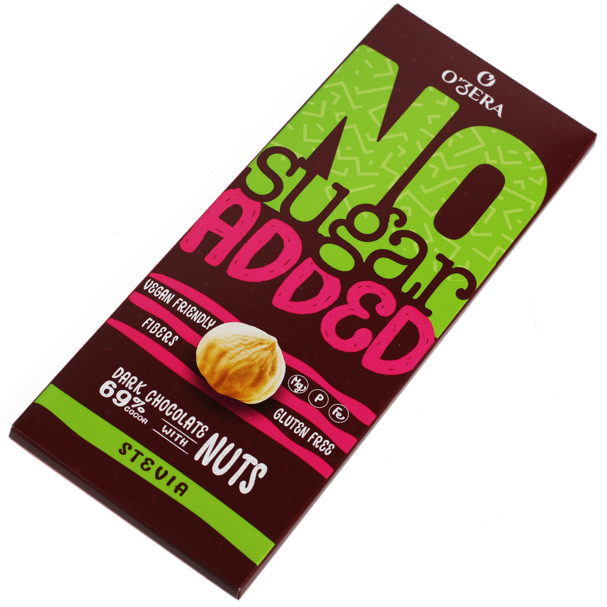 O'ZERA NO sugar ADDED шоколад темный без сахара с фундуком 70% 90г
