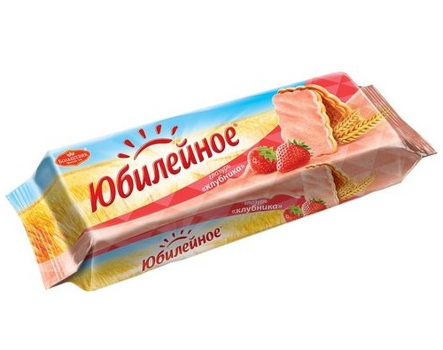 Юбилейное, Печенье клубника с глазурью, 116гр.