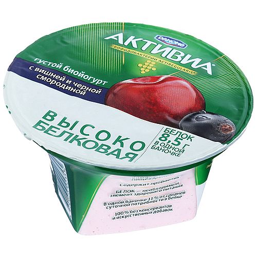 АКТИВИА йогурт с высоким содержанием протеина Вишня и Черная смородина 130г