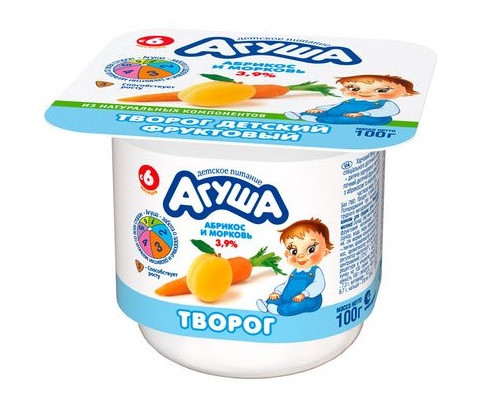 АГУША Творог абрикос и морковь 3.9% 100г АГУША Творог абрикос и морковь 3.9% 100г