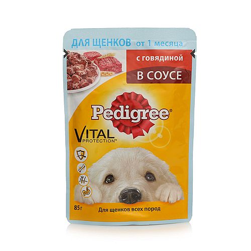 PEDIGREE сухой д/щенков всех пород, с говядиной в соусе,85 г