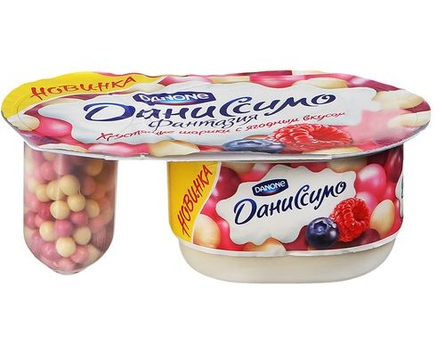 ДАНИССИМО Йогурт Фантазия  Хрустящие шарики с ягодным вкусом 6,9%, 105г 