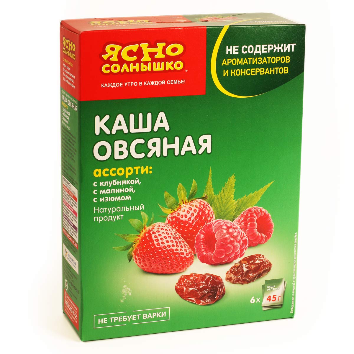Ясно Солнышко каша овсяная ассорти с клубникой малиной изюмом 6П X45г 270г Ясно Солнышко каша овсяная ассорти с клубникой малиной изюмом 6П X45г 270г