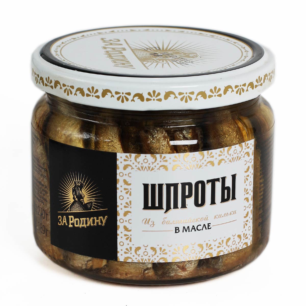 Шпроты из балтийской кильки в масле За Родину 270г Шпроты из балтийской кильки в масле За Родину 270г