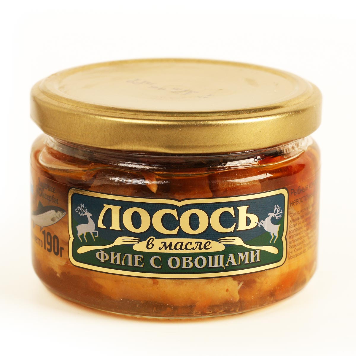 Лосось с овощами в масле филе Вкусные Консервы 190г