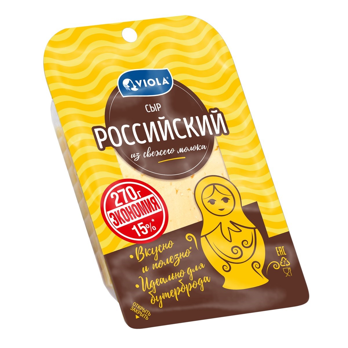 VIOLA сыр Российский Виола нарезка 50% 270г VIOLA сыр Российский Виола нарезка 50% 270г