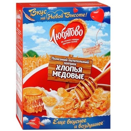Любятово Хлопья кукурузные медовые полезный питательный завтрак 250г Любятово Хлопья кукурузные медовые полезный питательный завтрак 250г