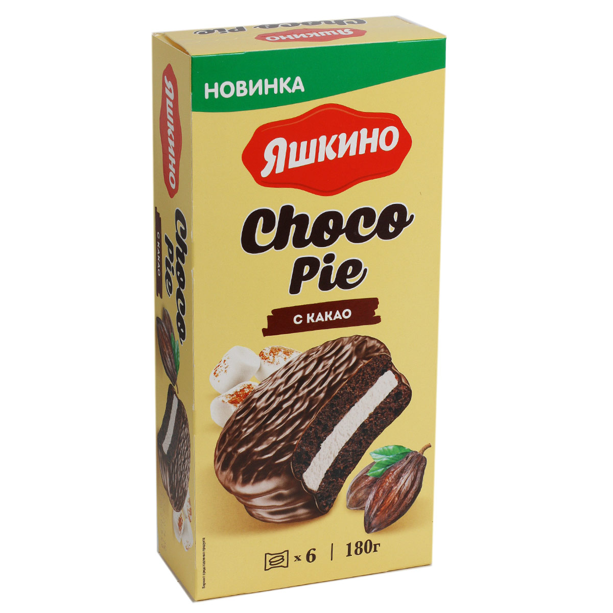 Яшкино CHOCO PIE с какао 6шт 180г Яшкино CHOCO PIE с какао 6шт 180г