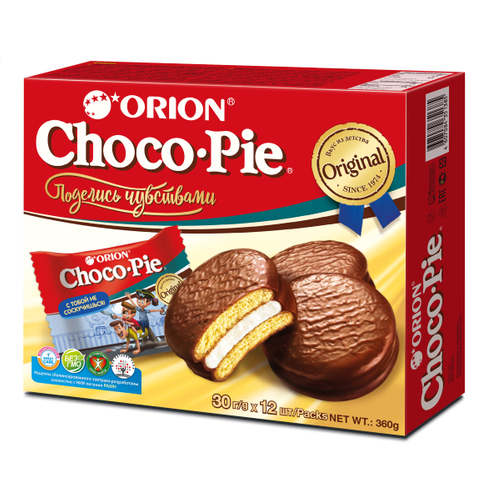 CHOCO PIE ORION печенье в шоколадной глазури 12x30 г CHOCO PIE ORION печенье в шоколадной глазури 12x30 г