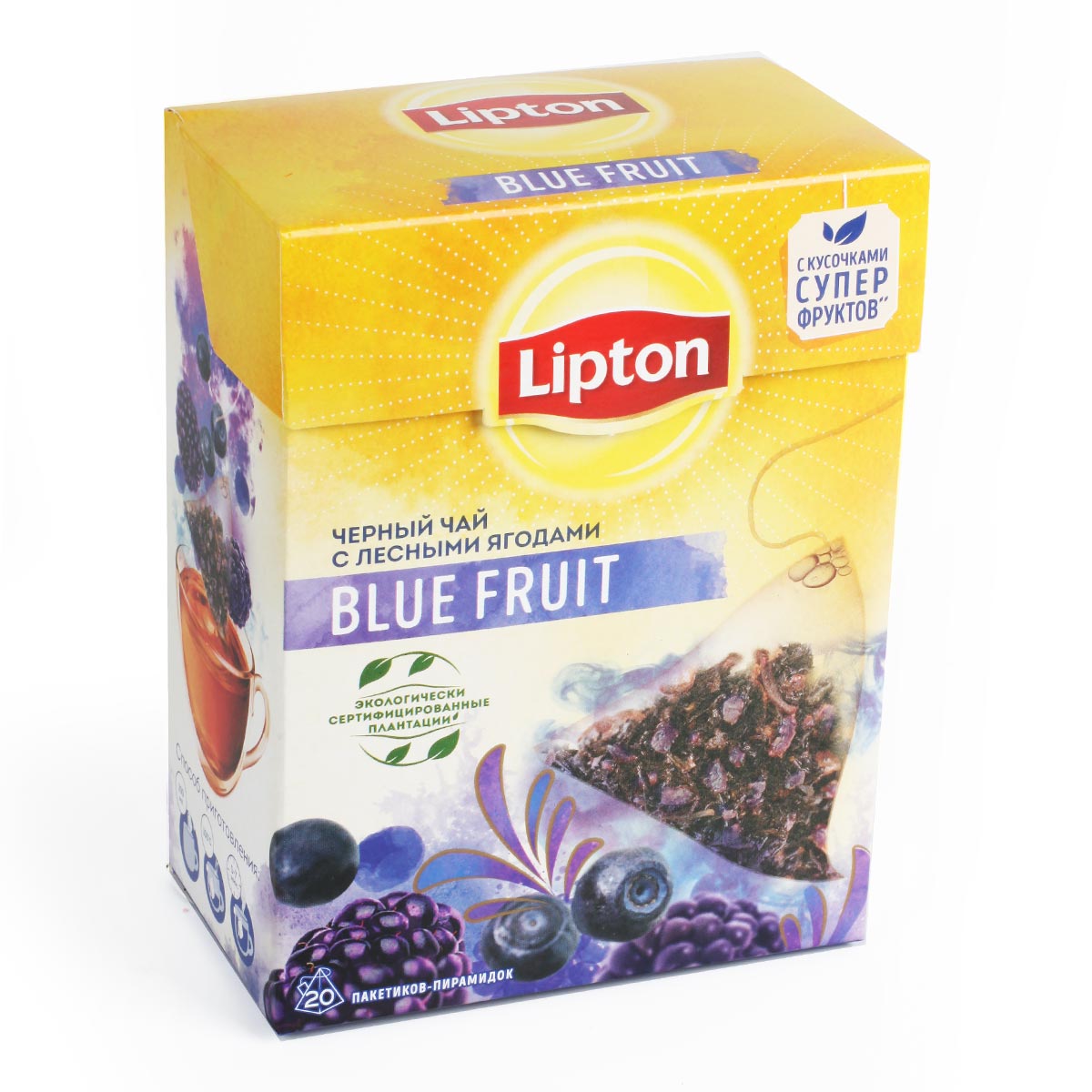 Липтон чай черный с лесными ягодами Lipton Blue Fruit 20 пирамидок 34г