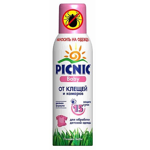 Аэрозоль от клещей и комаров PICNIC BABY, 125 мл