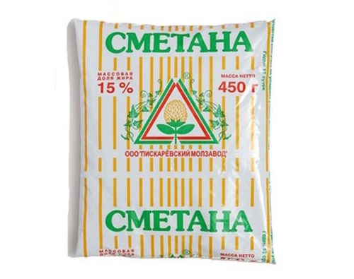 Пискаревский МПЗ Сметана 15% пакет 450г 