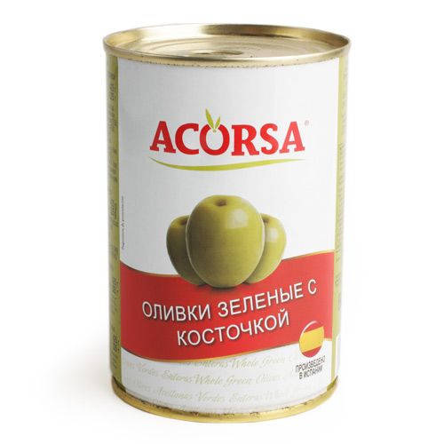 ACORSA оливки зеленые Акорса крупные с косточкой Испания 425г ACORSA оливки зеленые Акорса крупные с косточкой Испания 425г