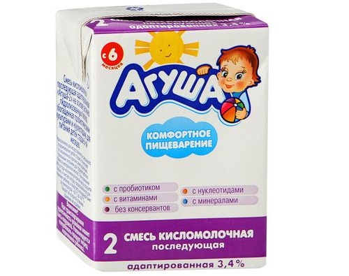 АГУША Кисломолочная смесь 2, 3,4% 200 мл