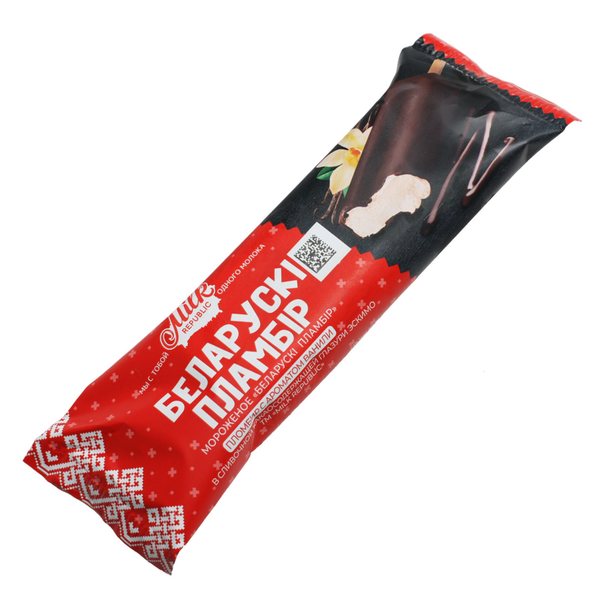 Беларусскi пламбiр мороженое эскимо с ароматом ванили в шоколадной глазури 80г