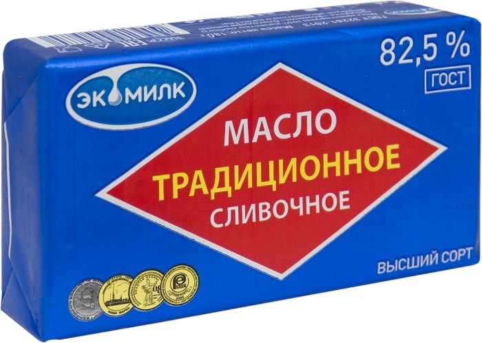 ЭКОМИЛК масло сливочное традиционное 82.5% 330г