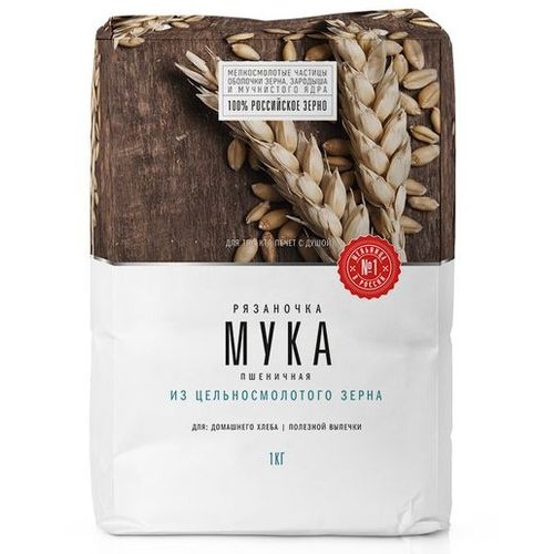 Мука цельносмолотая Рязаночка пшеничная высшего сорта 1кг