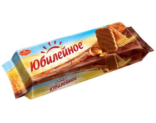 Юбилейное, Печенье Сливочная карамель, с глазурью, 116гр. 