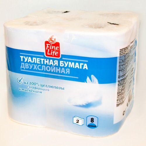 FINE LIFE туалетная бумага 2 слоя 8Р
