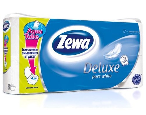 ZEWA DELUXE туалетная бумага 3 слоя 8Р ZEWA DELUXE туалетная бумага 3 слоя 8Р