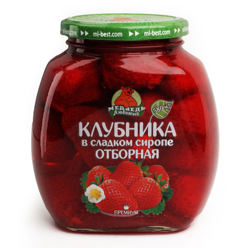 Клубника в сиропе отборная Медведь Любимый 580мл