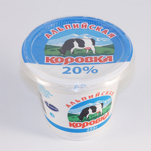Альпийская коровка, Сметанный продукт 20%., 250 гр.