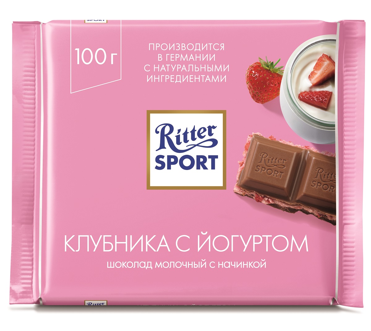 Риттер Спорт шоколад клубника с йогуртом 100г Риттер Спорт шоколад клубника с йогуртом 100г